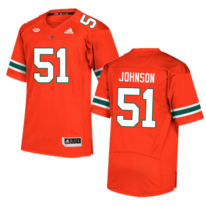 Men #51 Tyler Johnson Miami Hurricanes College Football Jerseys Sale-Orange - Click Image to Close